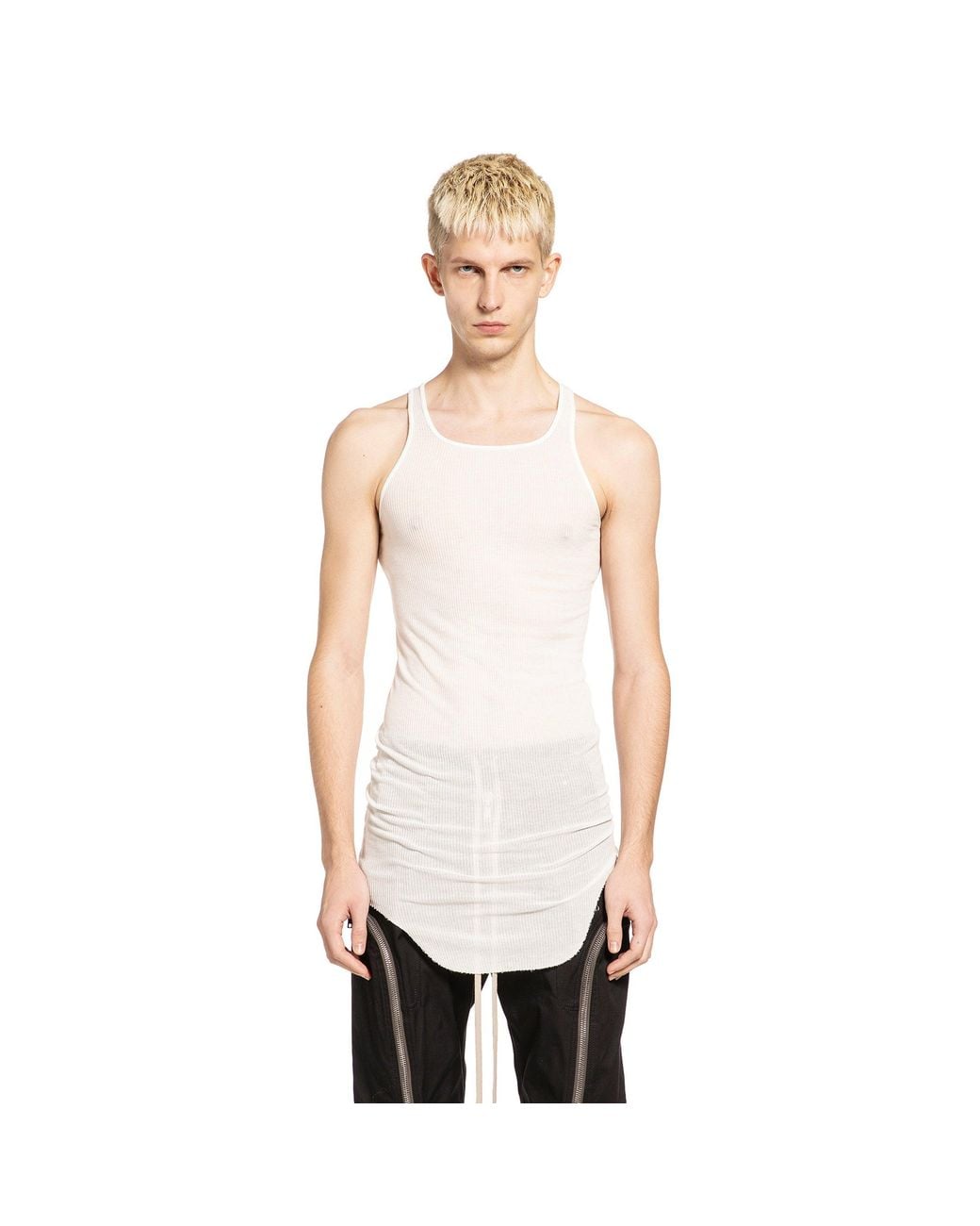 Rick Owens White Forever Basic Rib Tank for men