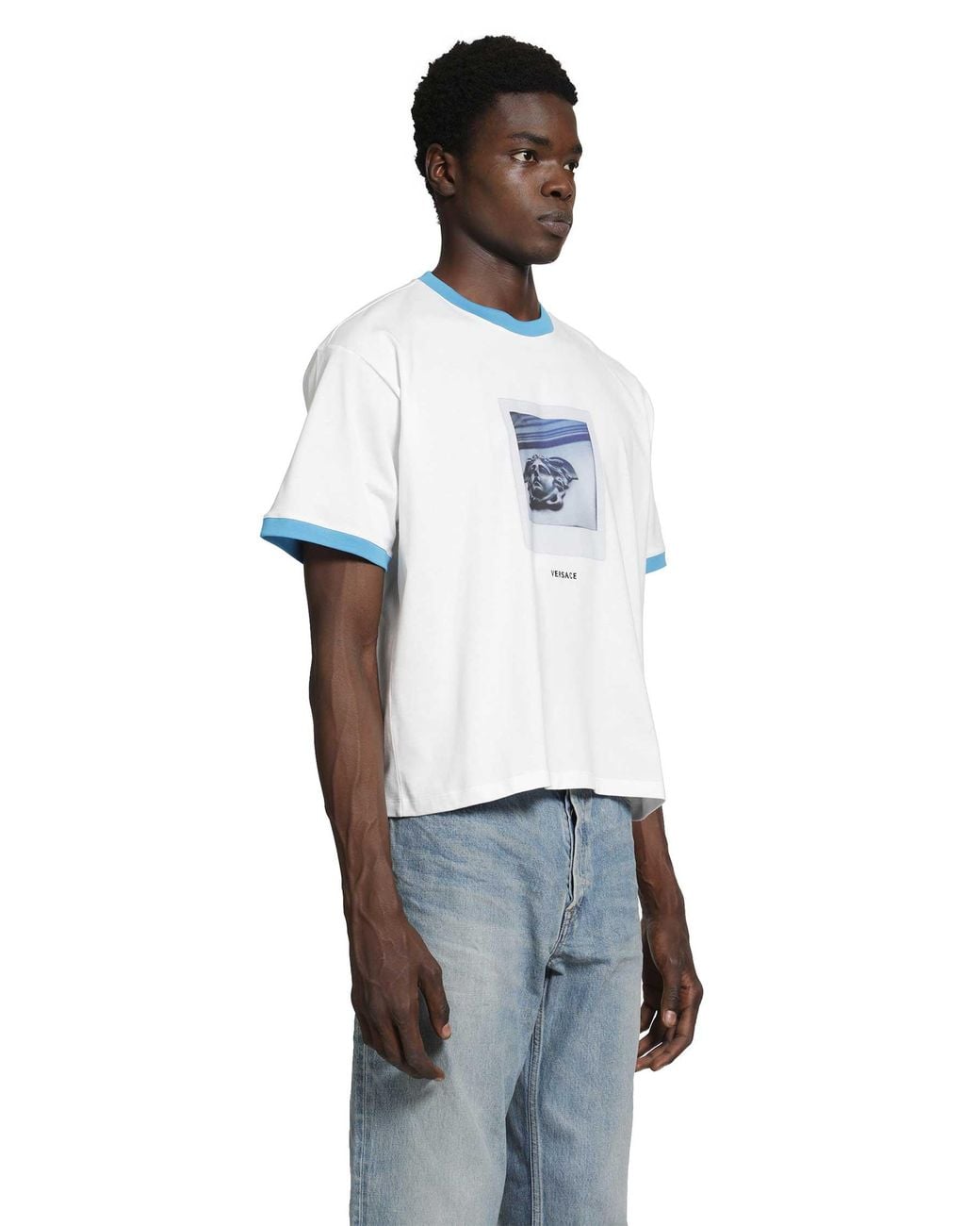 Versace White Printed Cotton Jersey Regular T-Shirt for men