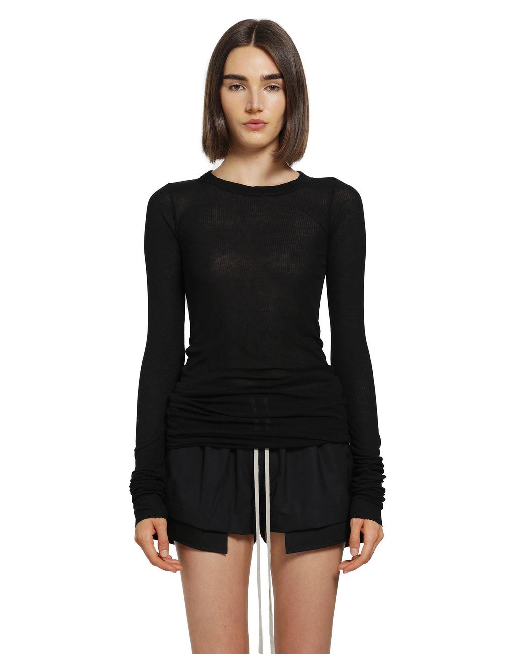 Rick Owens Black Tower Rib Ls T