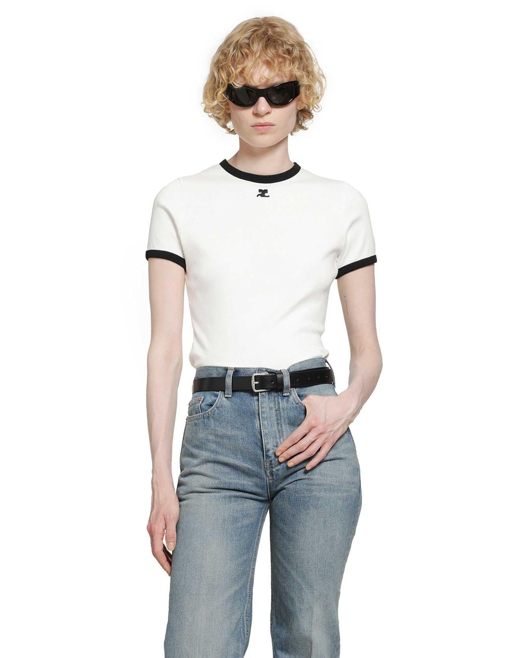 Courreges White Signature Contrast T-Shirt