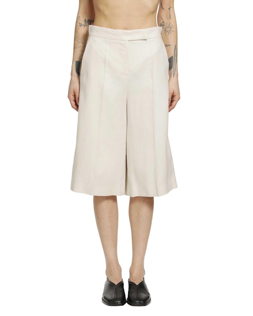 Max Mara Natural Linen Bermuda Shorts