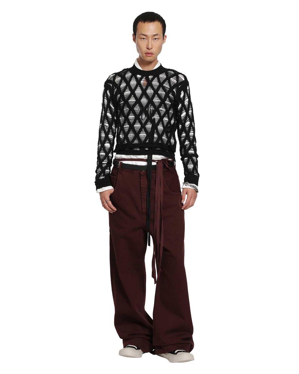 Ann Demeulemeester Black Carlos Diamond Stitch Sweater for men
