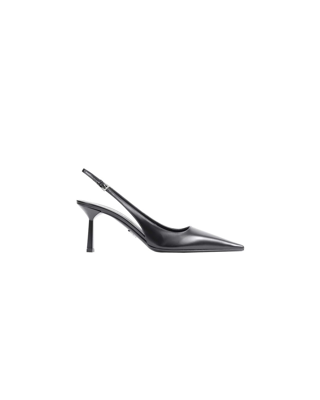 Prada Black Brushed Leather Slingback Pumps