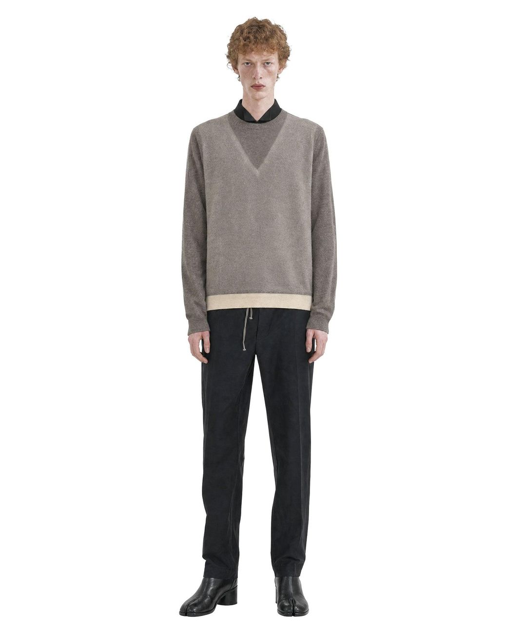 Maison Margiela Gray Fused Knit Wool Crewneck Sweater for men