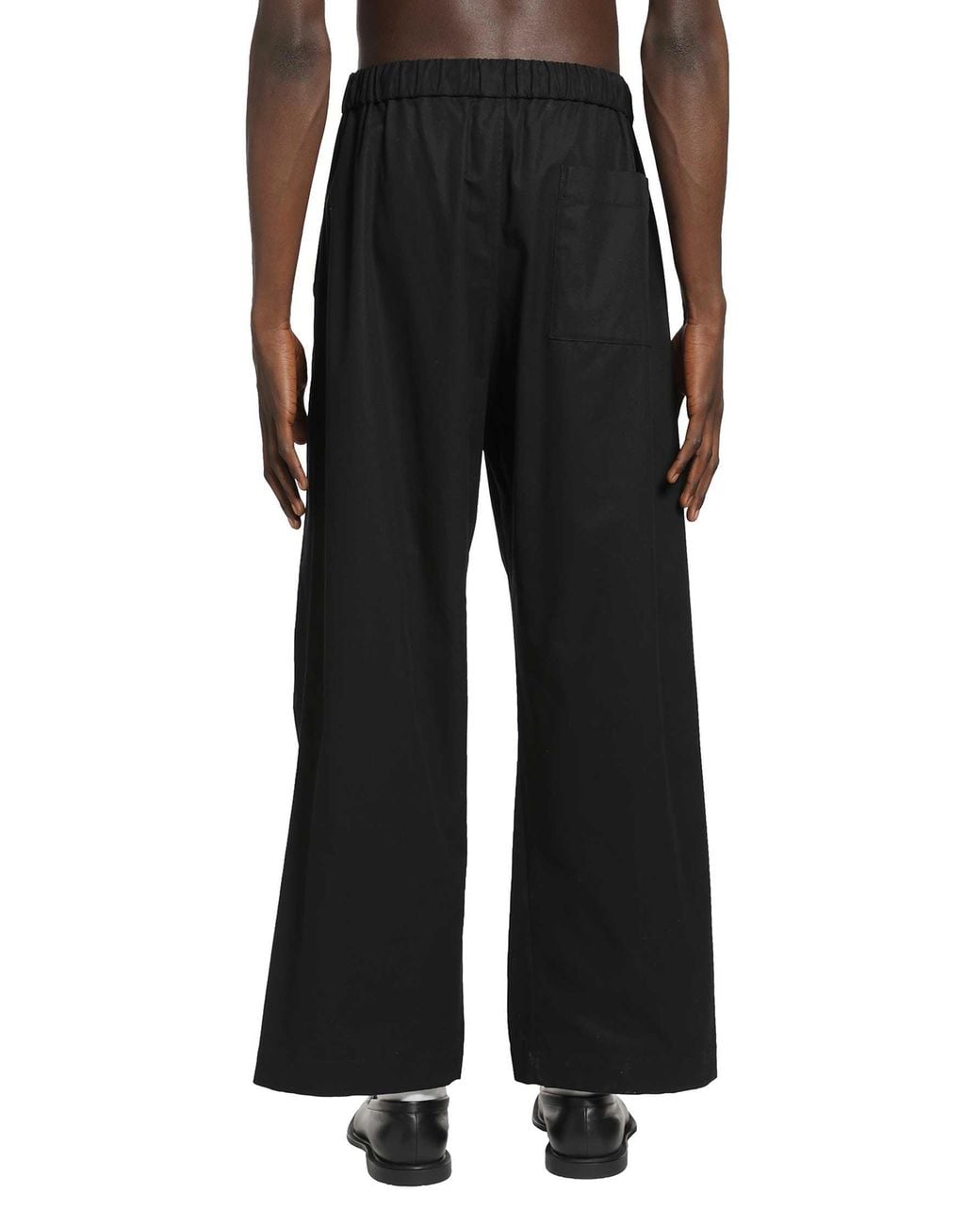 Simone Rocha Black Elasticated Knee Pleat Trousers for men