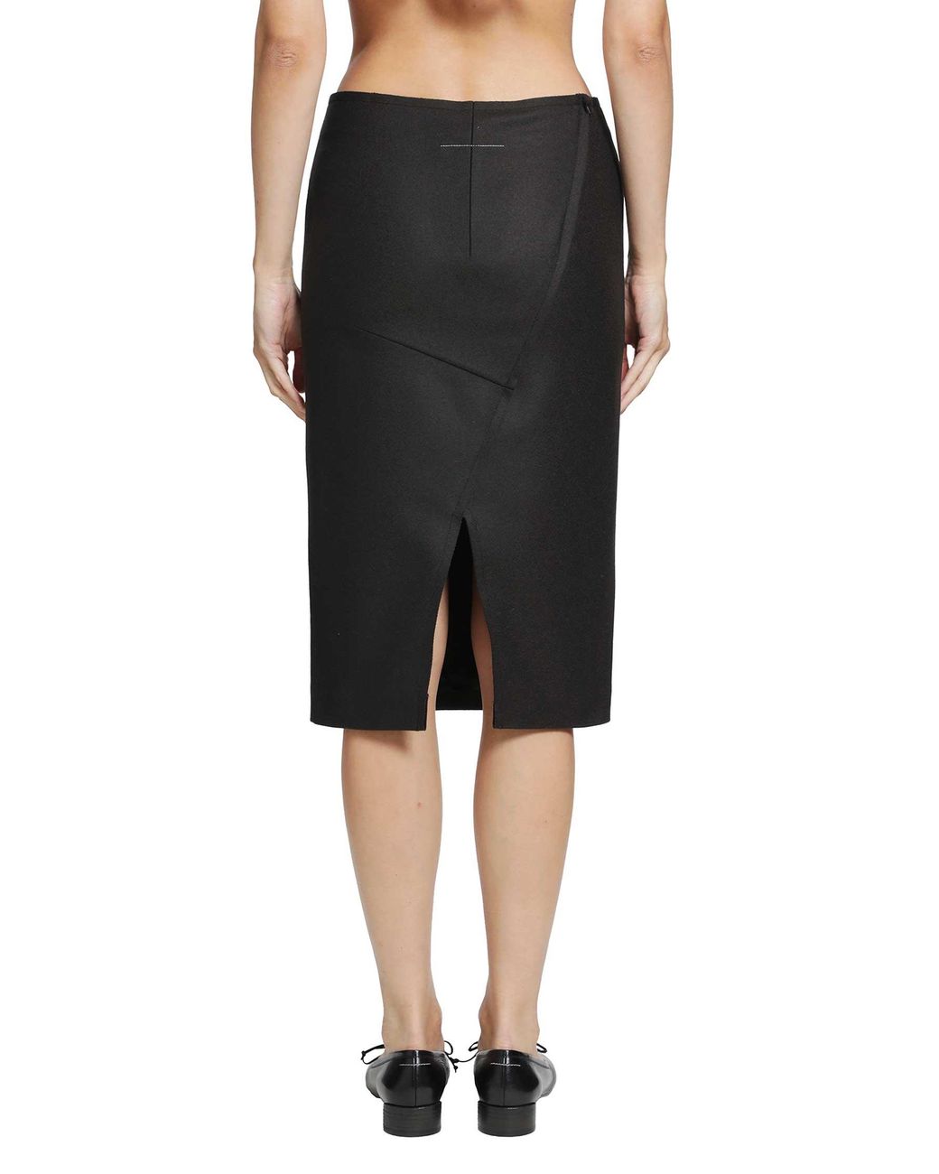 MM6 by Maison Margiela Black Wool Midi Skirt