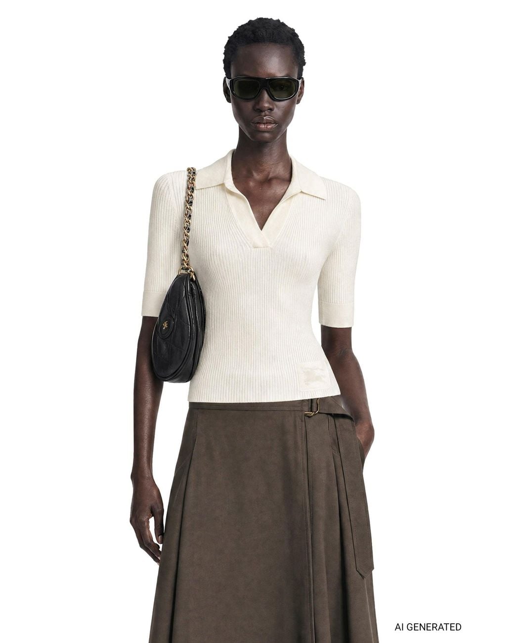 Burberry White Cashmere Knit Polo