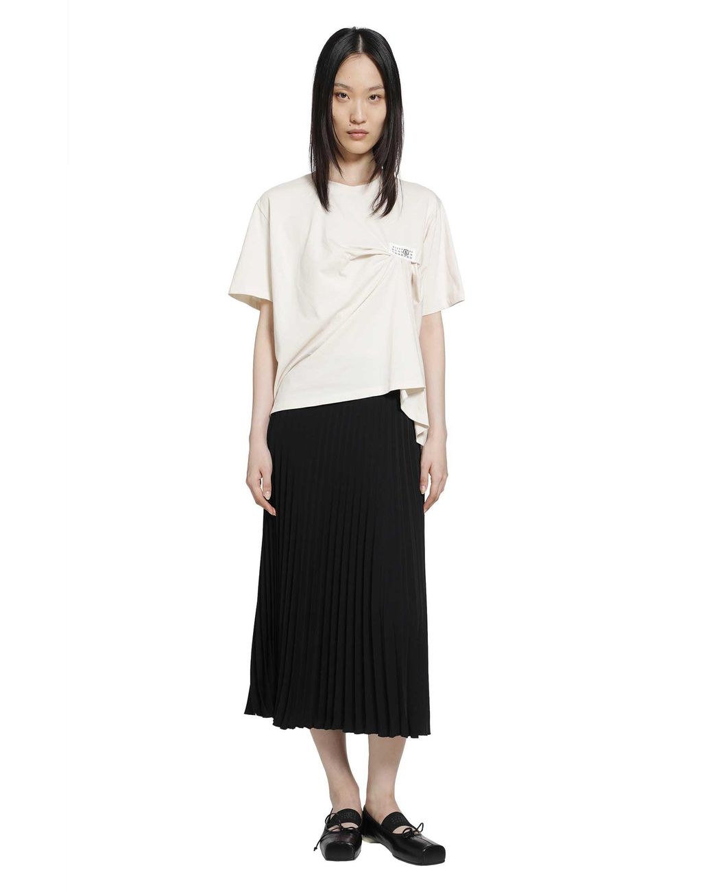 MM6 by Maison Margiela White Draped Numeric T-Shirt