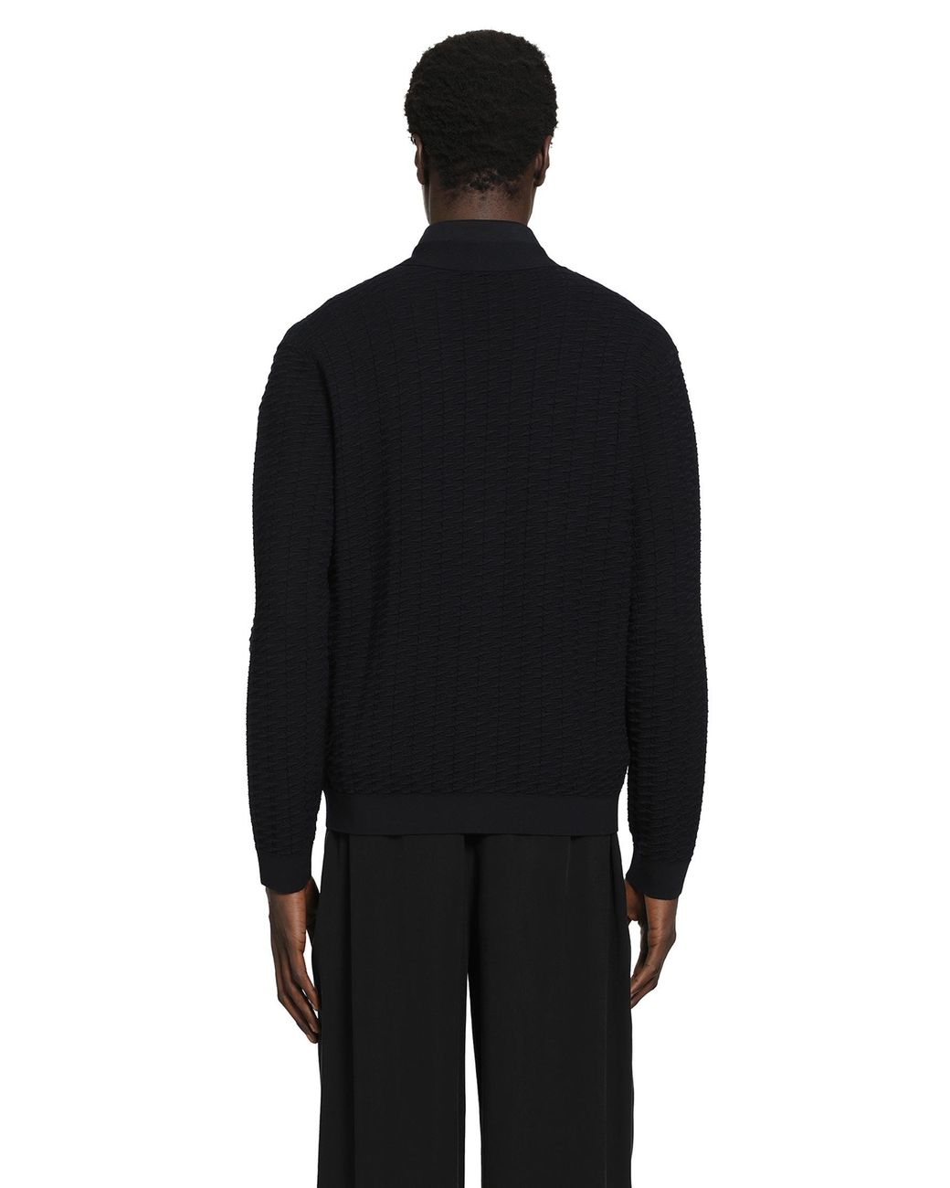 Giorgio Armani Black Virgin Wool Blend Cardigan for men