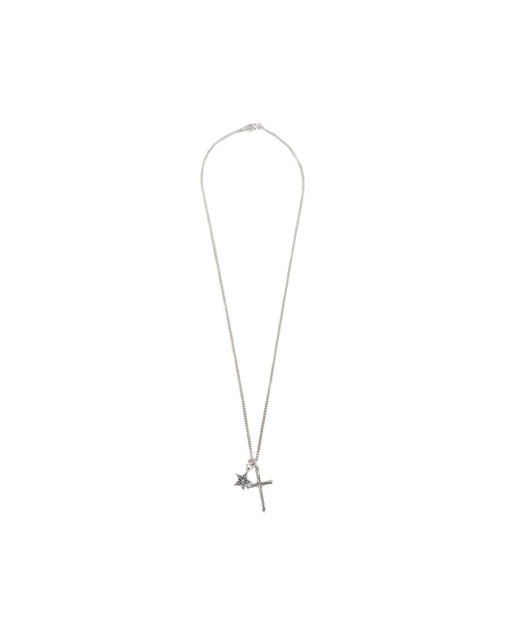 Emanuele Bicocchi Metallic Stella Notre Dame Cross Necklace for men