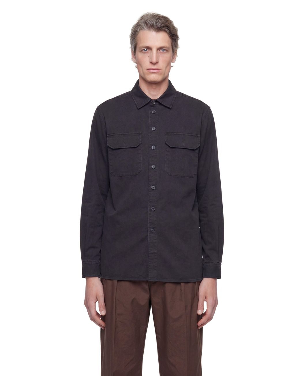 White Sand Blue Cotton Overshirt for men