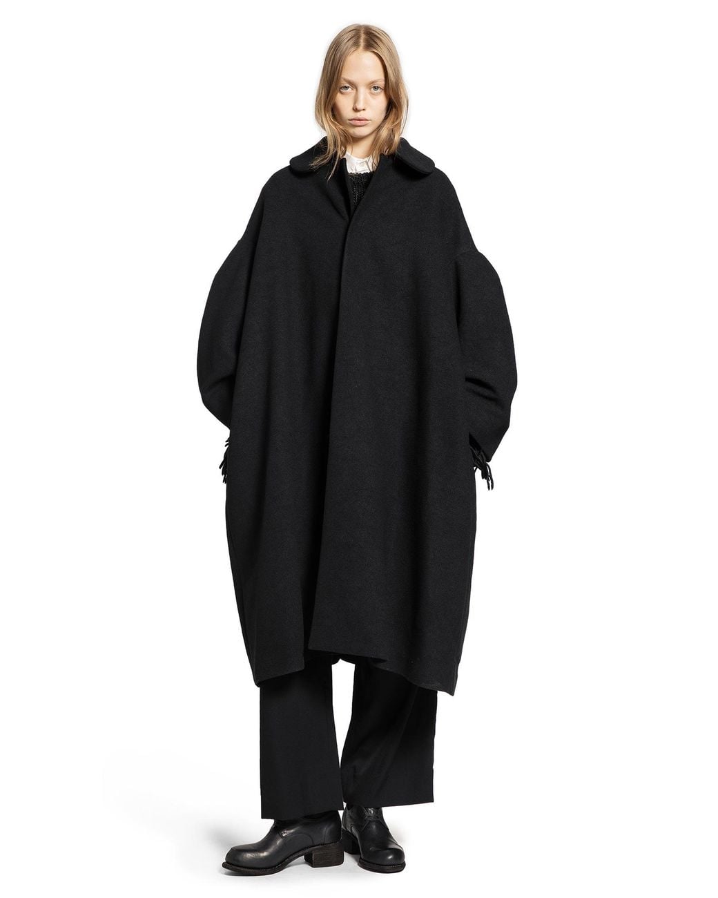 Cdg/cdg Black Puffed Sleeve Oversized Coat