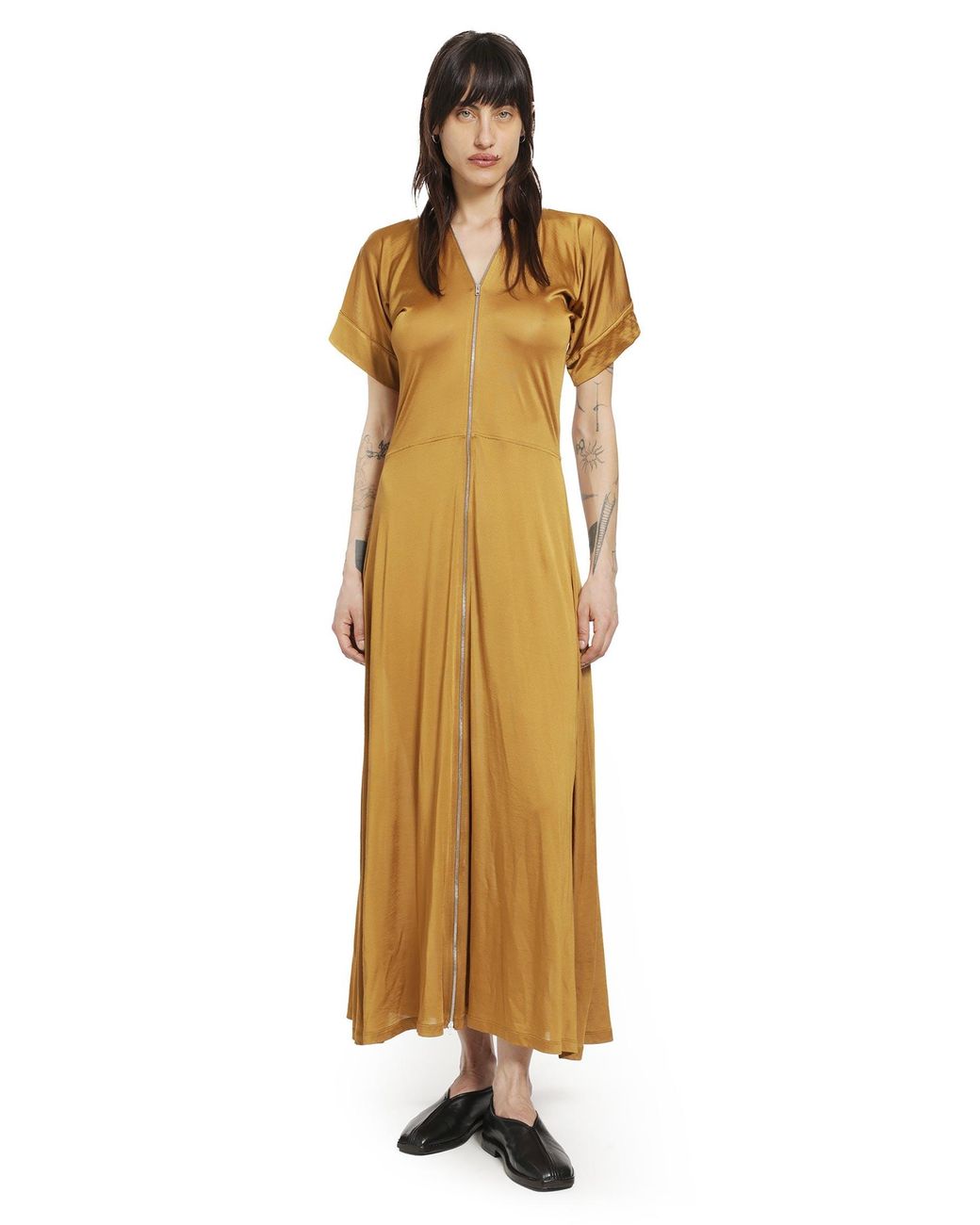 Lemaire Metallic Jersey Zip Midi Dress