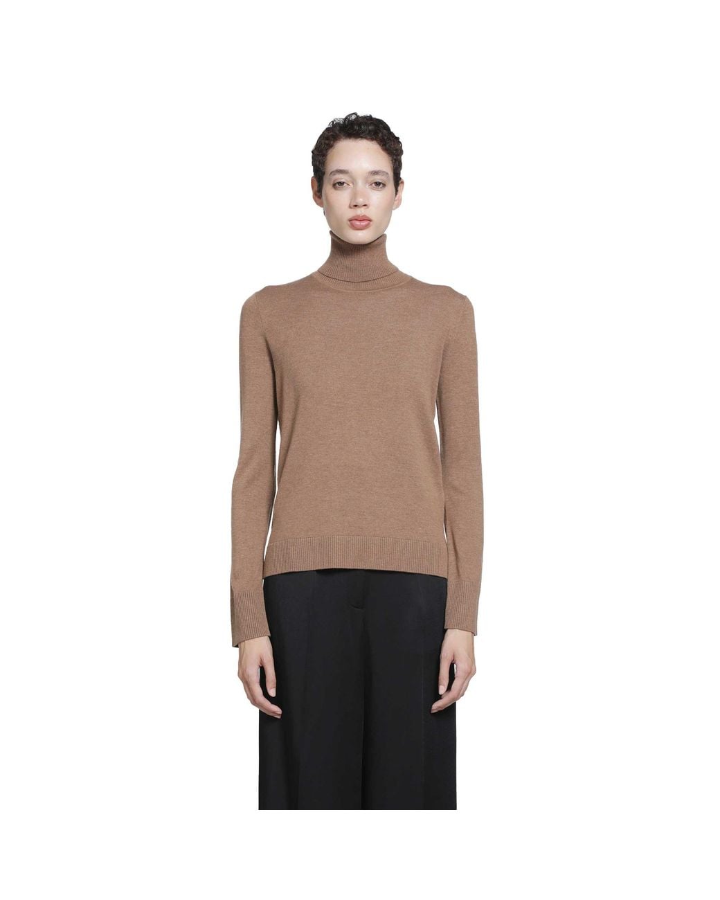 Max Mara Brown Wool Turtleneck Top