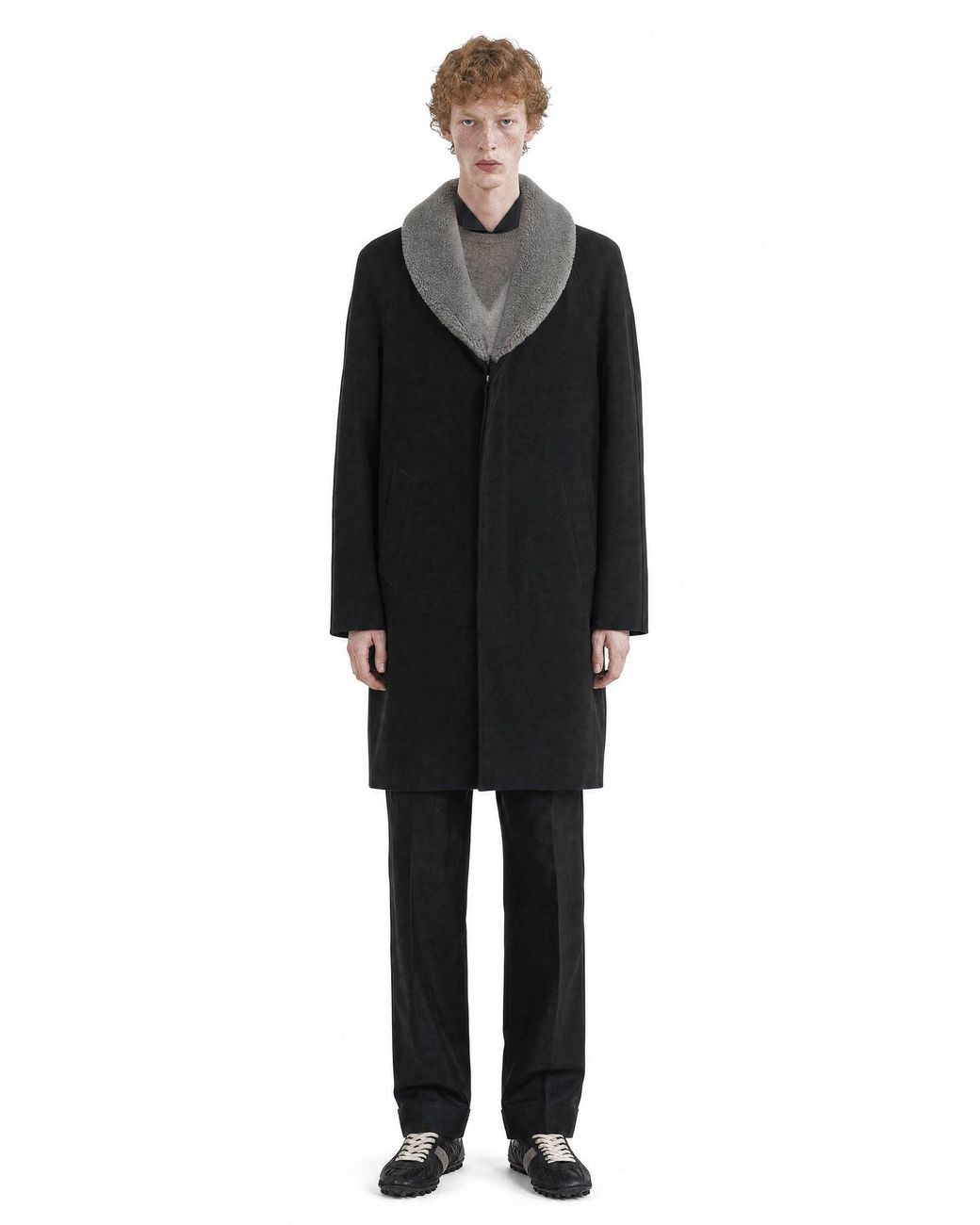 Maison Margiela Black Shearling Collar Coat for men