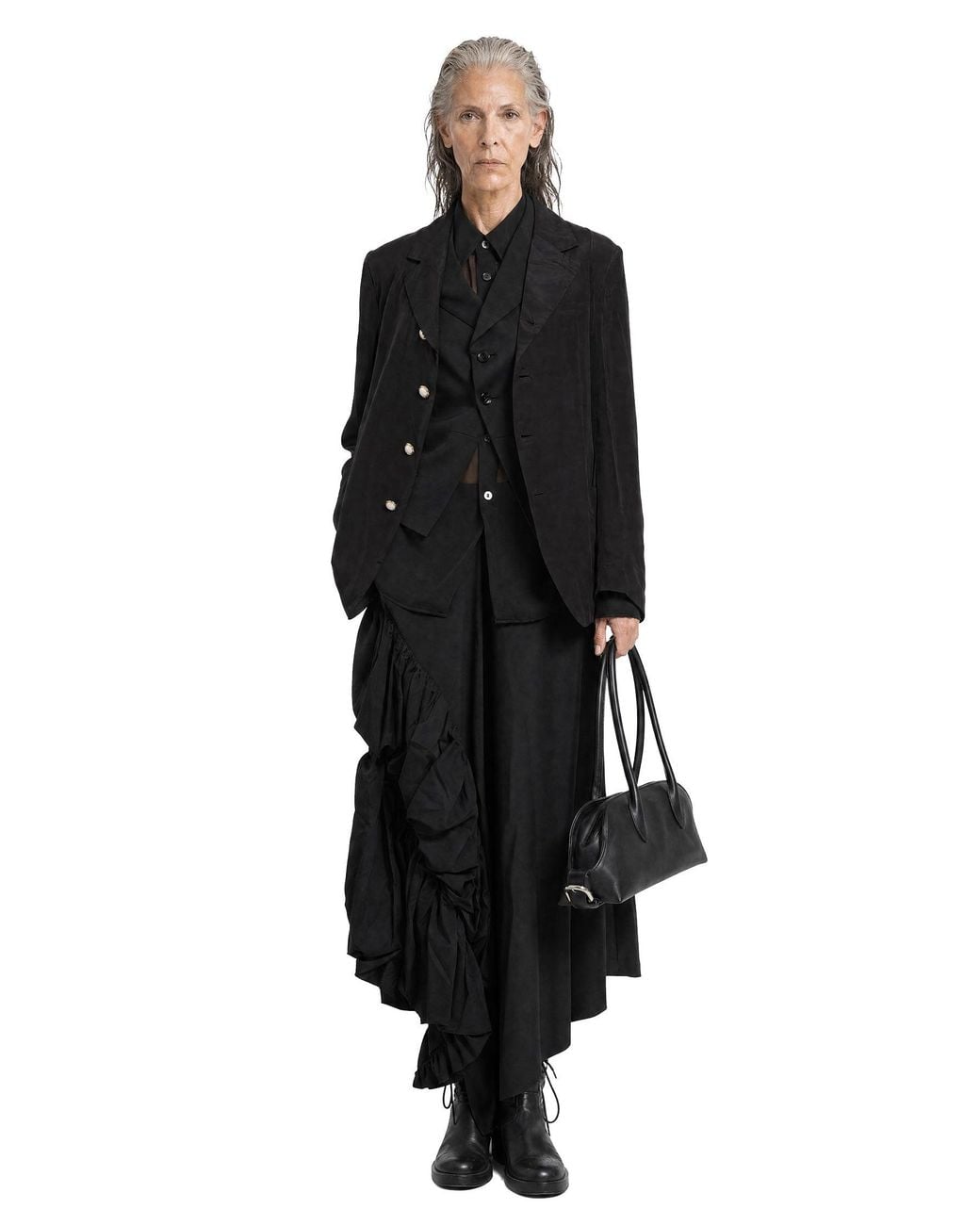 Comme des Garçons Black Layered Wool And Taffeta Blazer