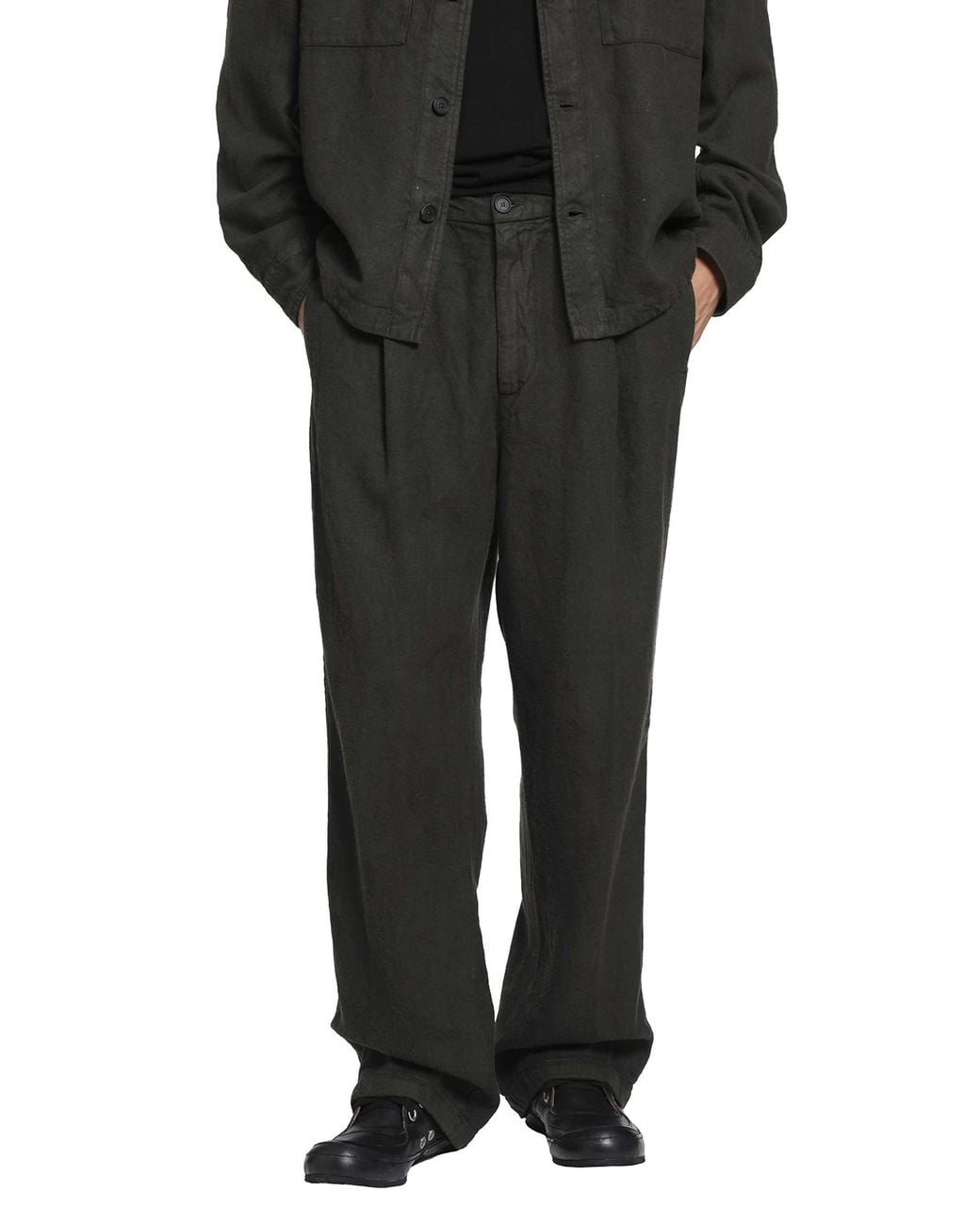 Massimo Osti Studio Black Brushed Linen Pants for men