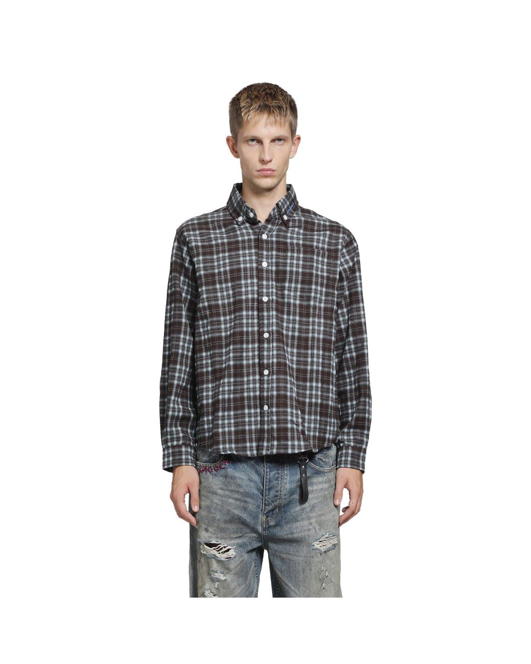 DAGGER Black Micro Check Flannel Shirt for men