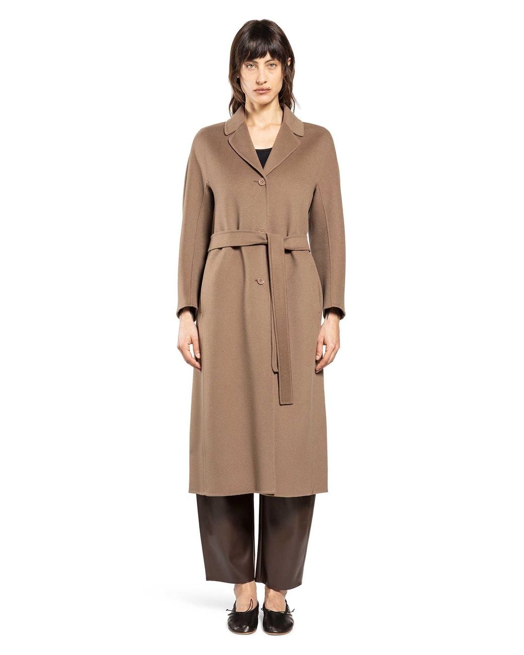 Max Mara Natural Flared Wool Coat