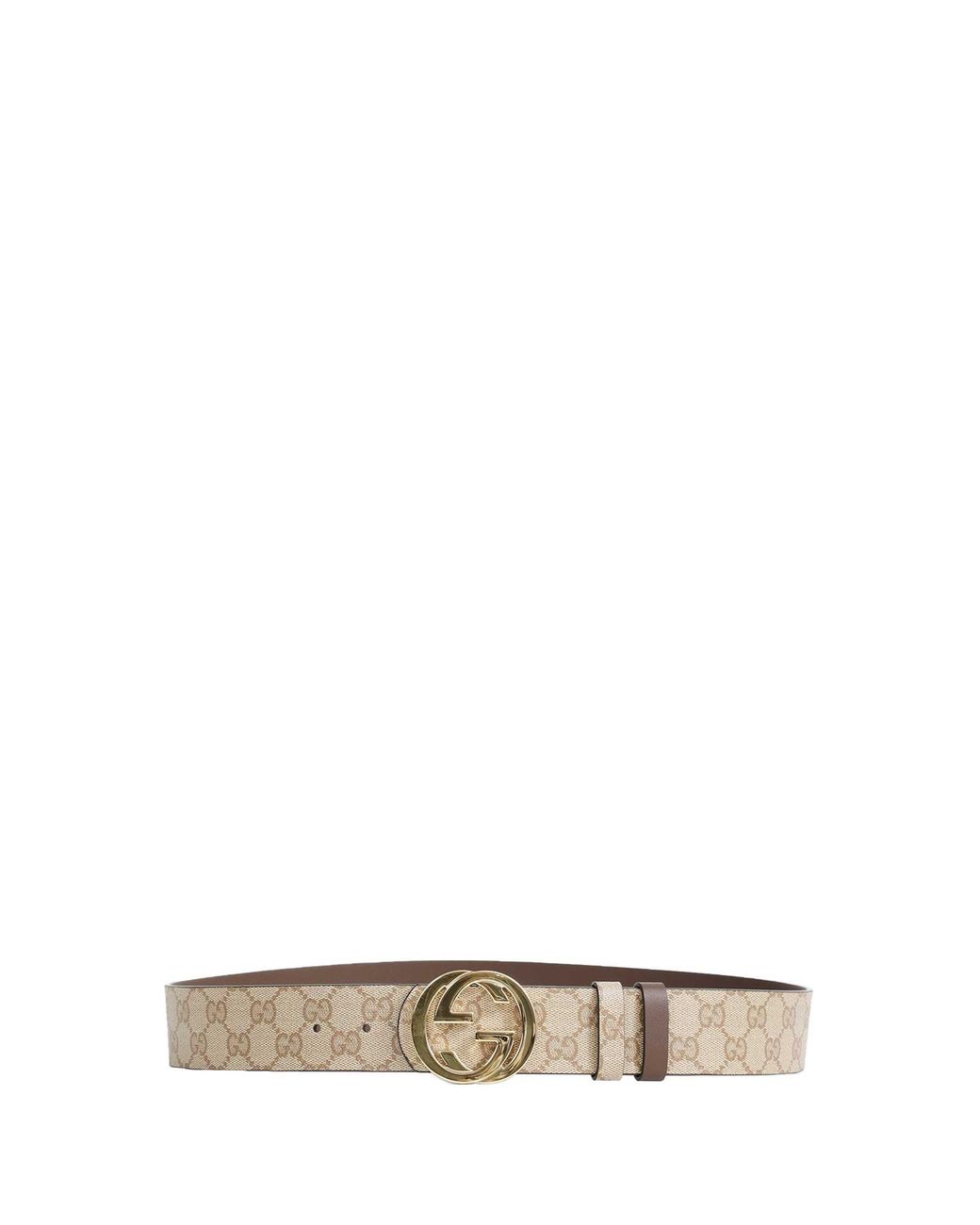 Gucci Natural Reversible Belt With Interlocking G Buckle for men