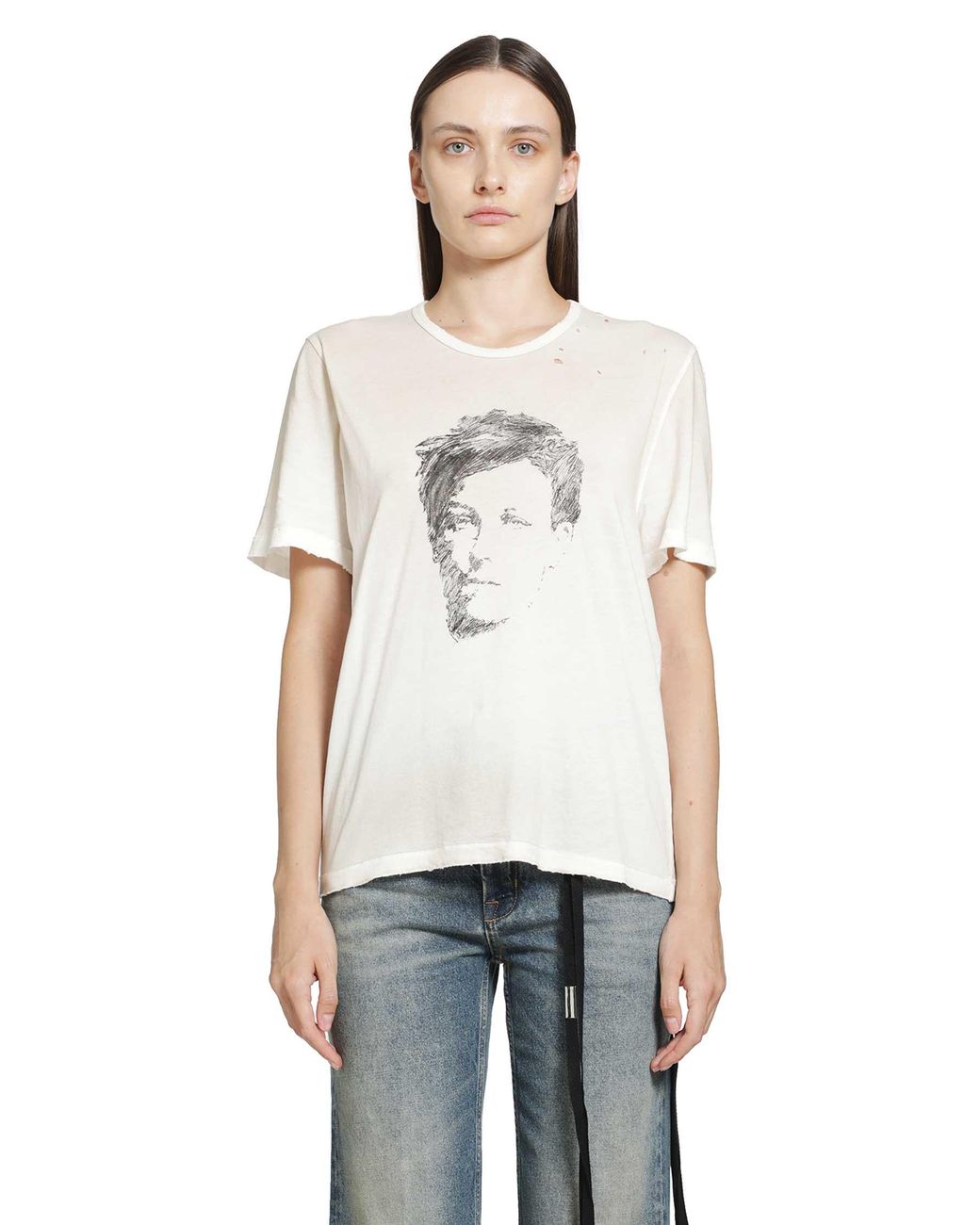 Ann Demeulemeester White Fanie 'Portrait' Standard Fit T-Shirt