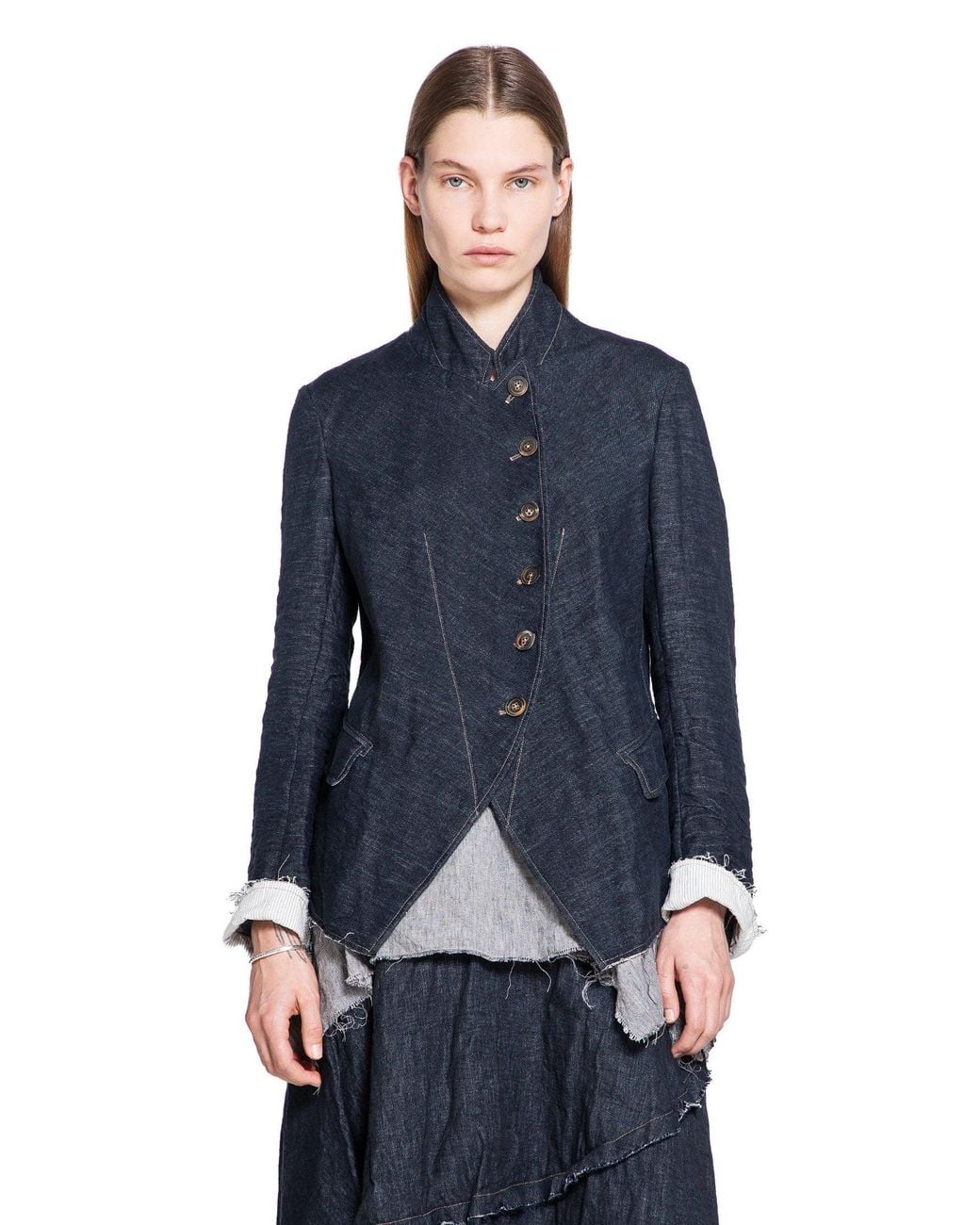 Forme D'expression Blue 1/2 Linen Cutaway Jjcket