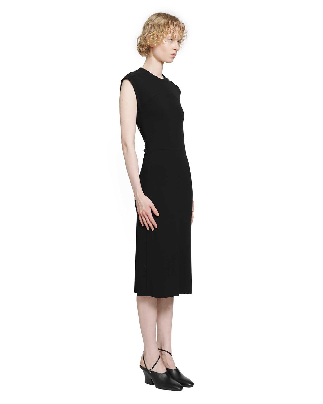 Jil Sander Black Lightweight Viscose Crewneck Dress