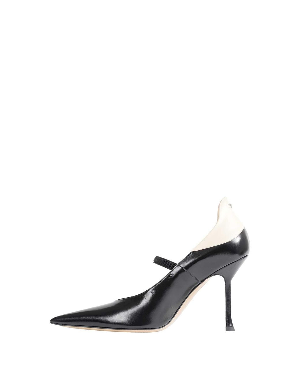 Fendi Black Nude Leather Court Shoes