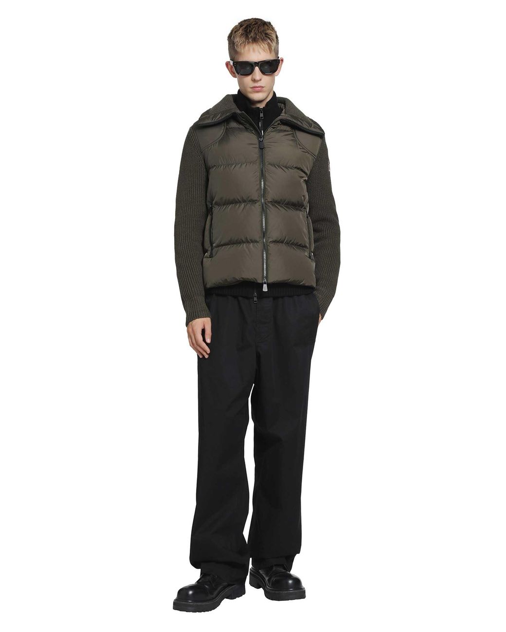 Moncler Gray Padded Wool Zip-Up Cardigan for men