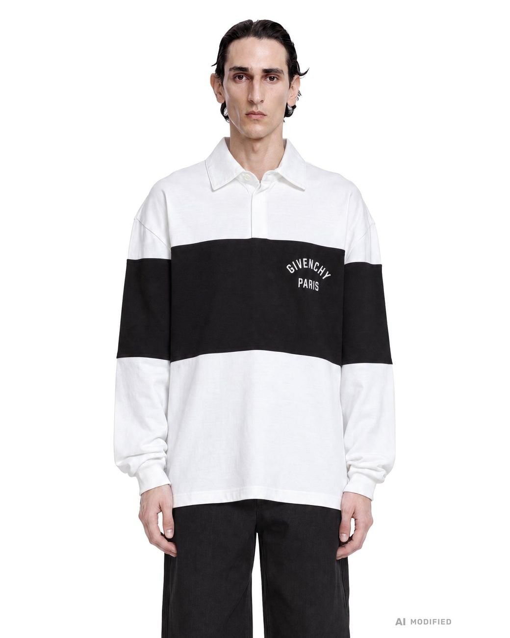 Givenchy White Paris Striped Two-Tone Polo for men