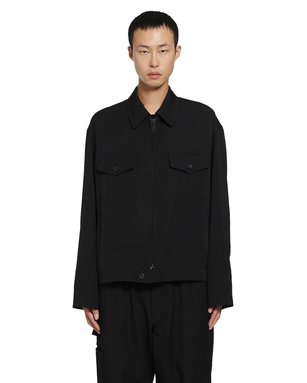Yohji Yamamoto Black Wool Gabardine Blouson for men