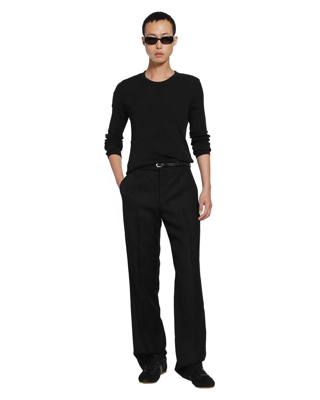 Lemaire Black Long Sleeve Ribbed Tee for men