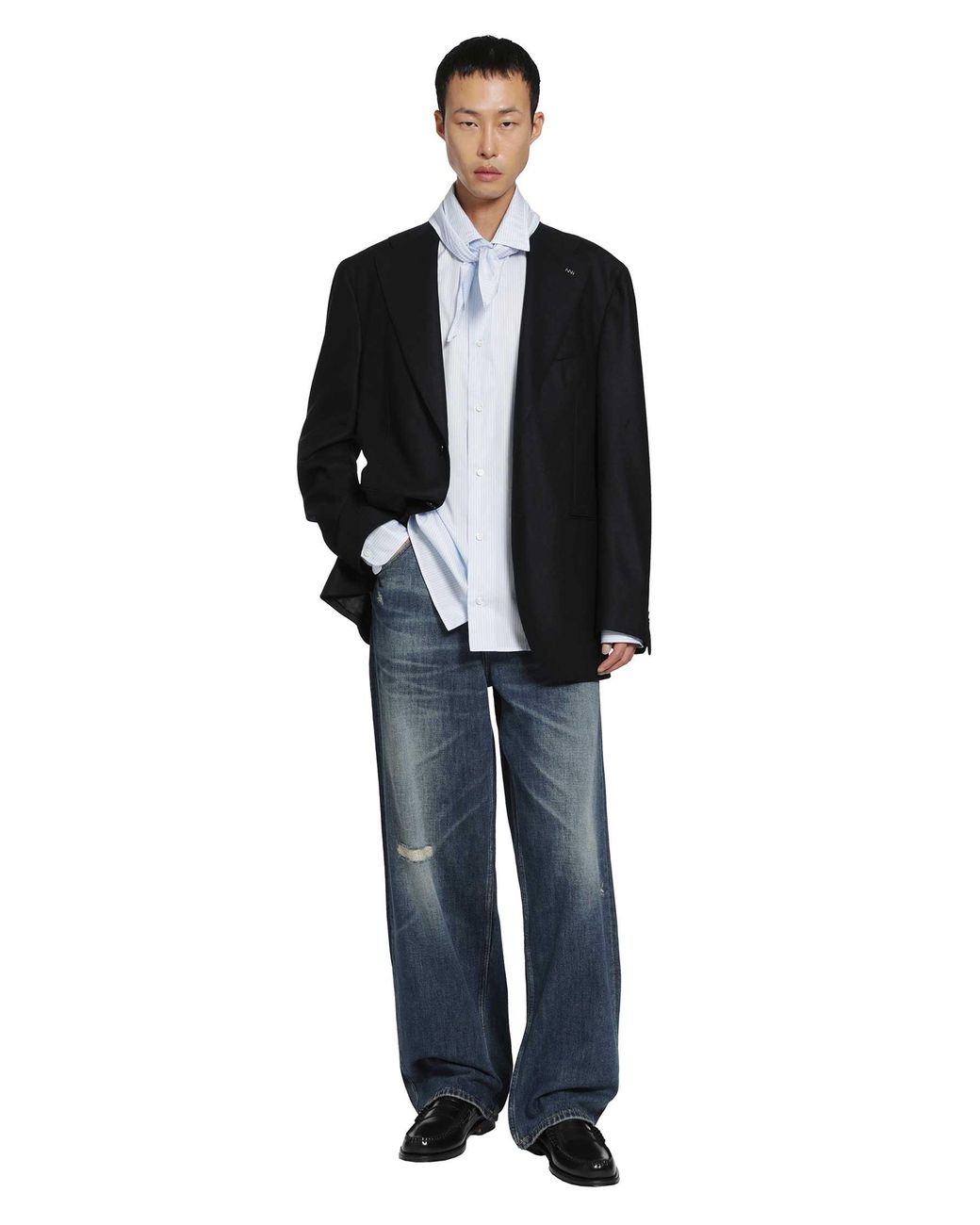 SALON C. LUNDMAN Black Heavy Flannel Blazer for men