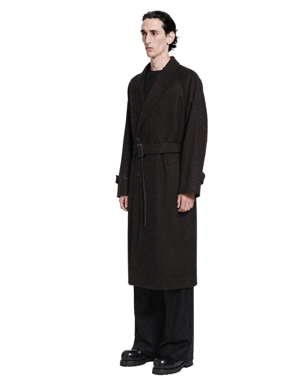 Ssstein Black Oversized Peak Lapel Chester Coat for men