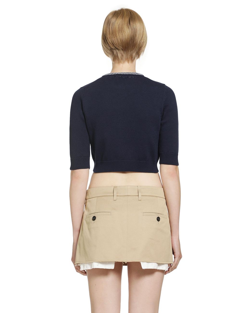 Miu Miu Blue Cotton Cropped Cardigan