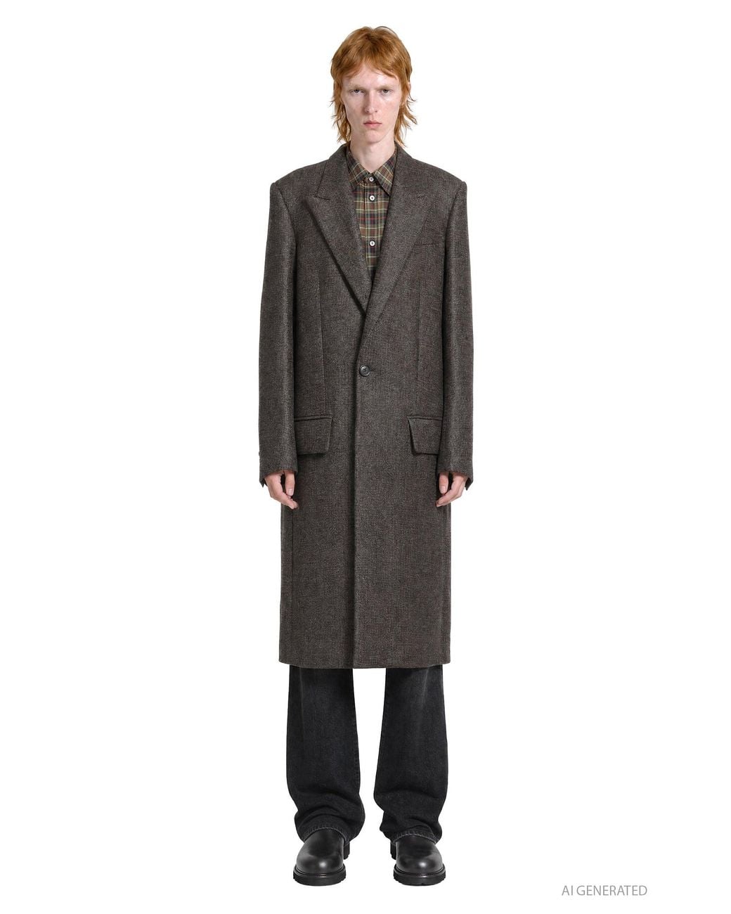 Acne Gray Wool Single-Breasted Coat for men