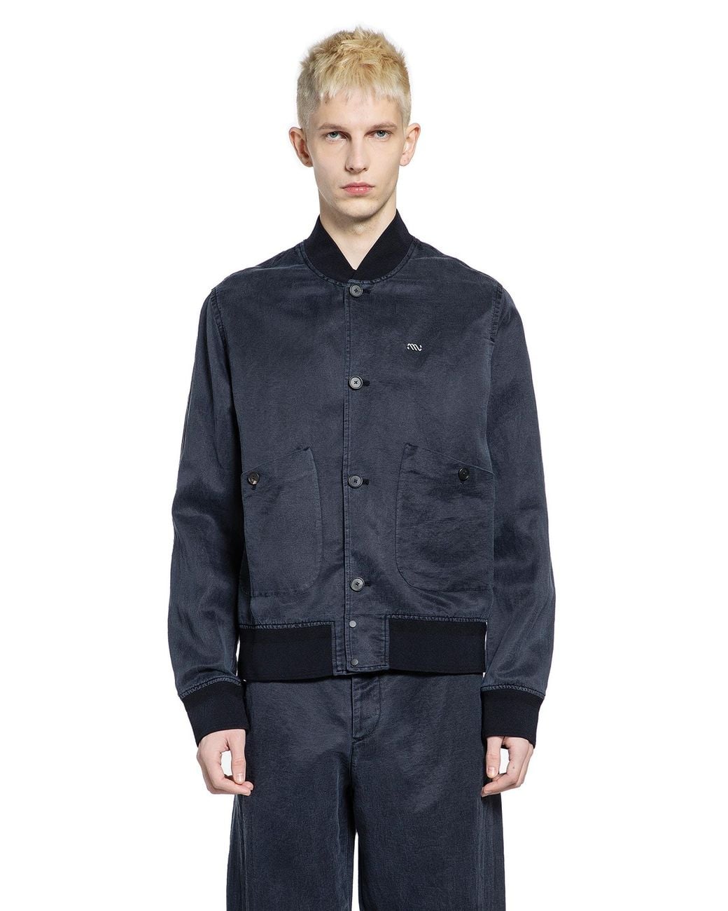 Massimo Osti Studio Blue Nylon Silk Bomber for men