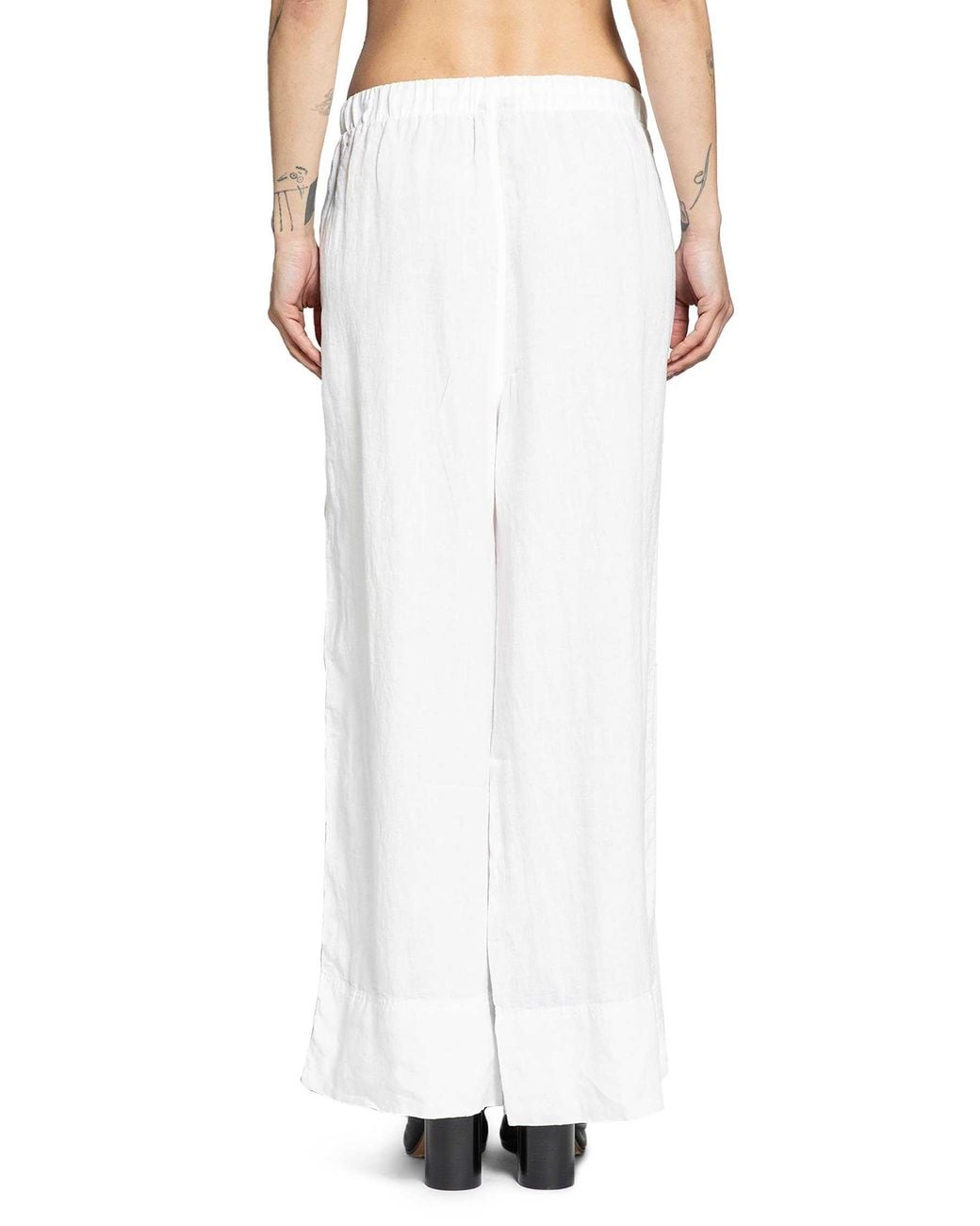 Thom Krom White Cropped Wide Leg Trousers