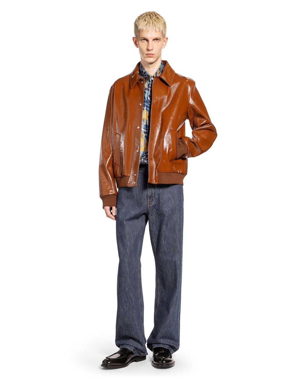 Fendi Brown Lacquered Leather Jacket for men