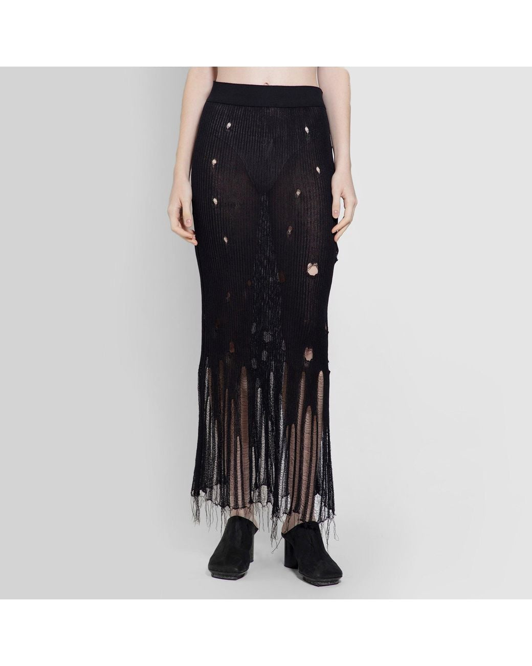 Uma Wang Black Shredded Skirt