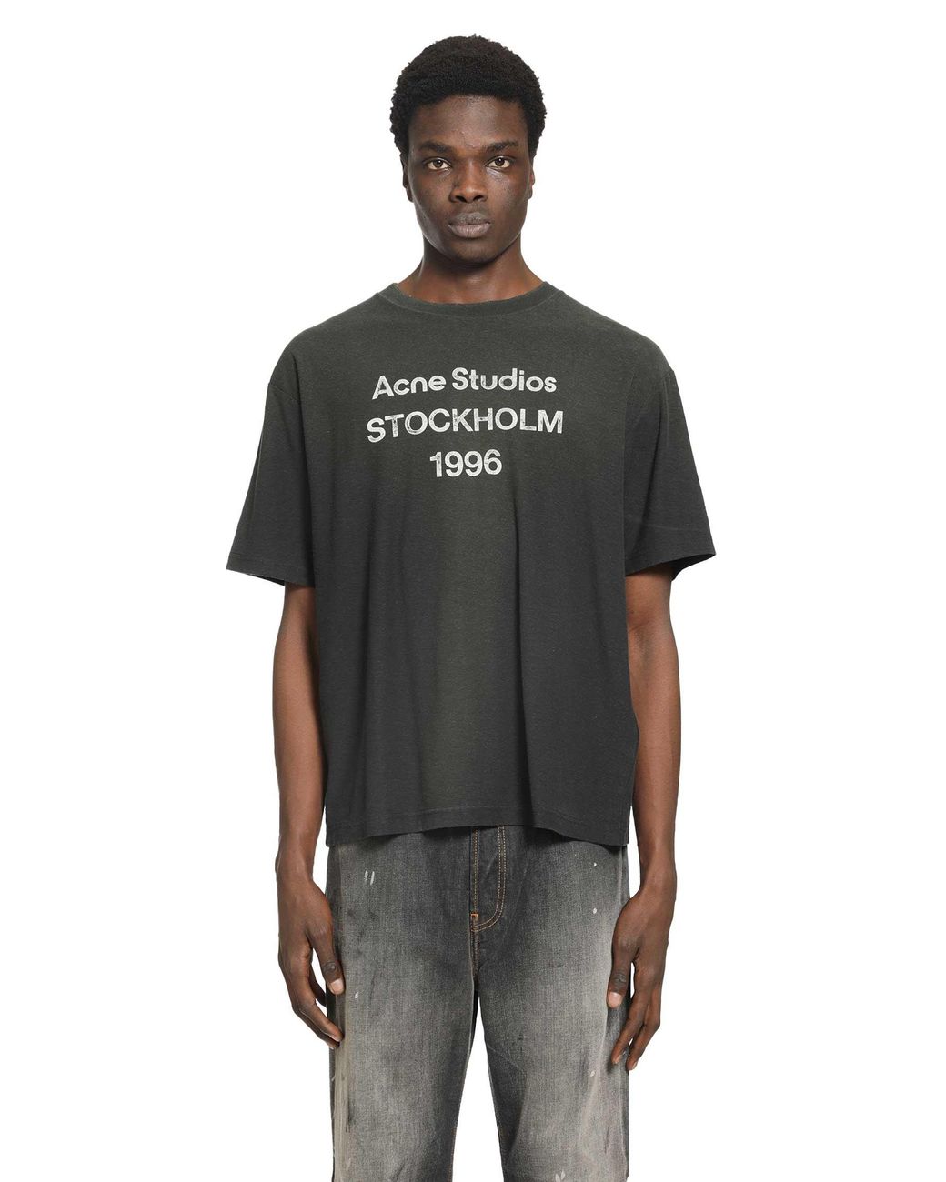 Acne Black 1996 Logo T-Shirt Relaxed Fit for men