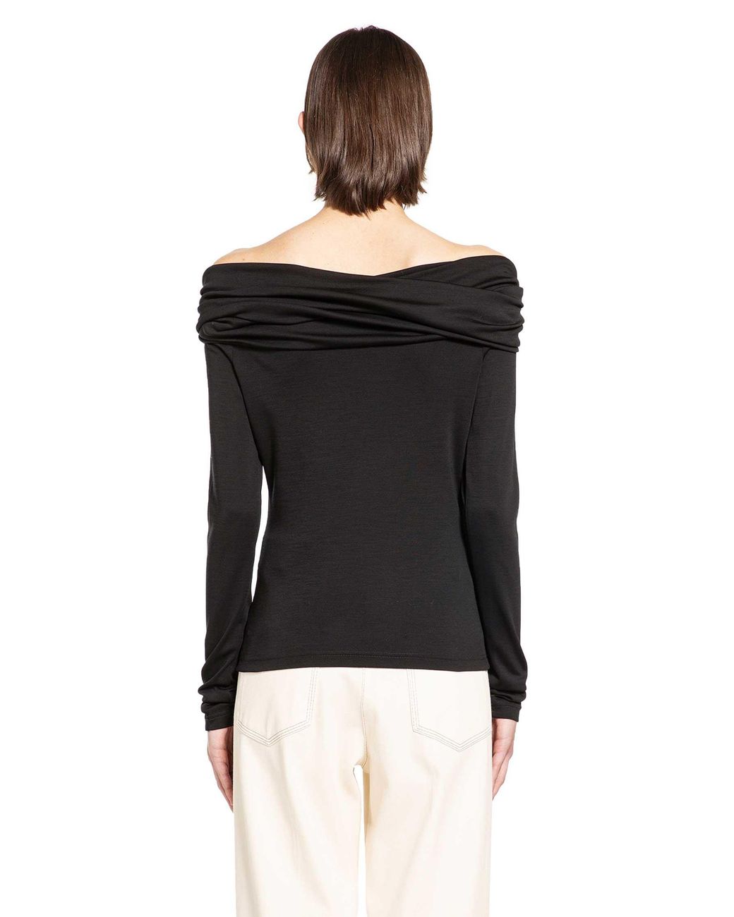 Max Mara Black Wool Off-The-Shoulder Top