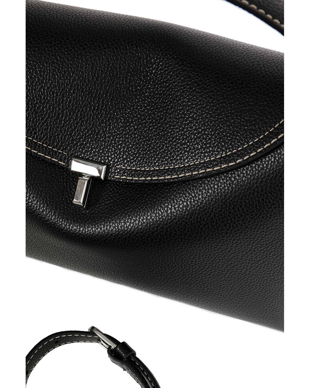 Totême Black T-Lock Top Handle Bag