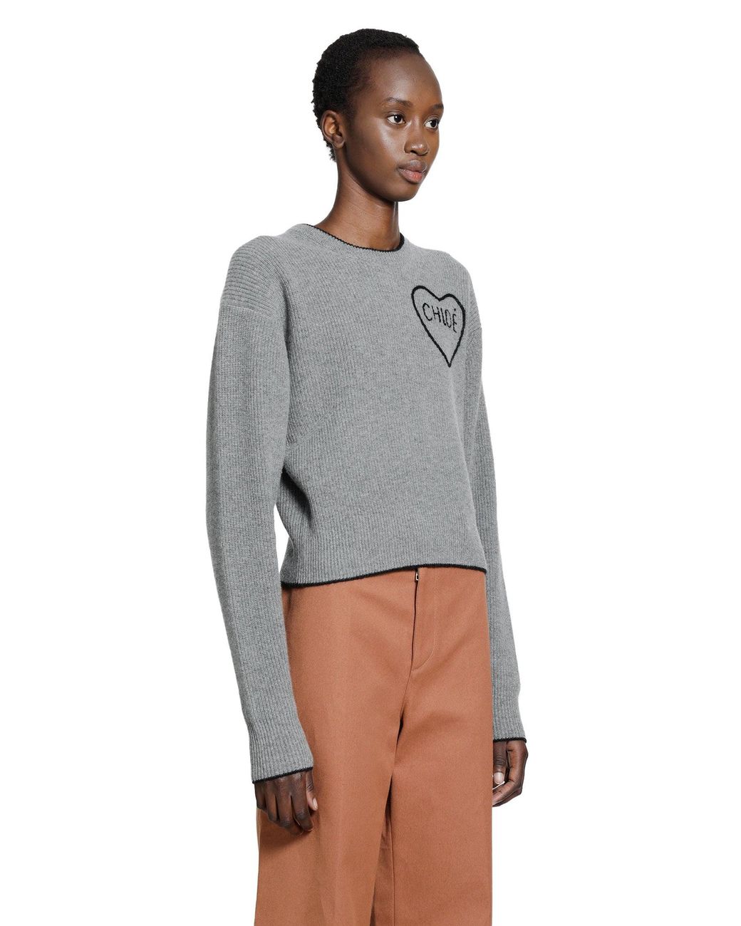 Chloé Gray Wool Knit Cropped Sweater