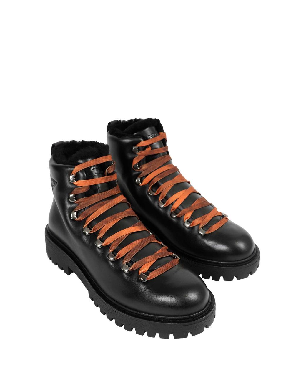 Prada Black Lace-Up Ankle Boots for men