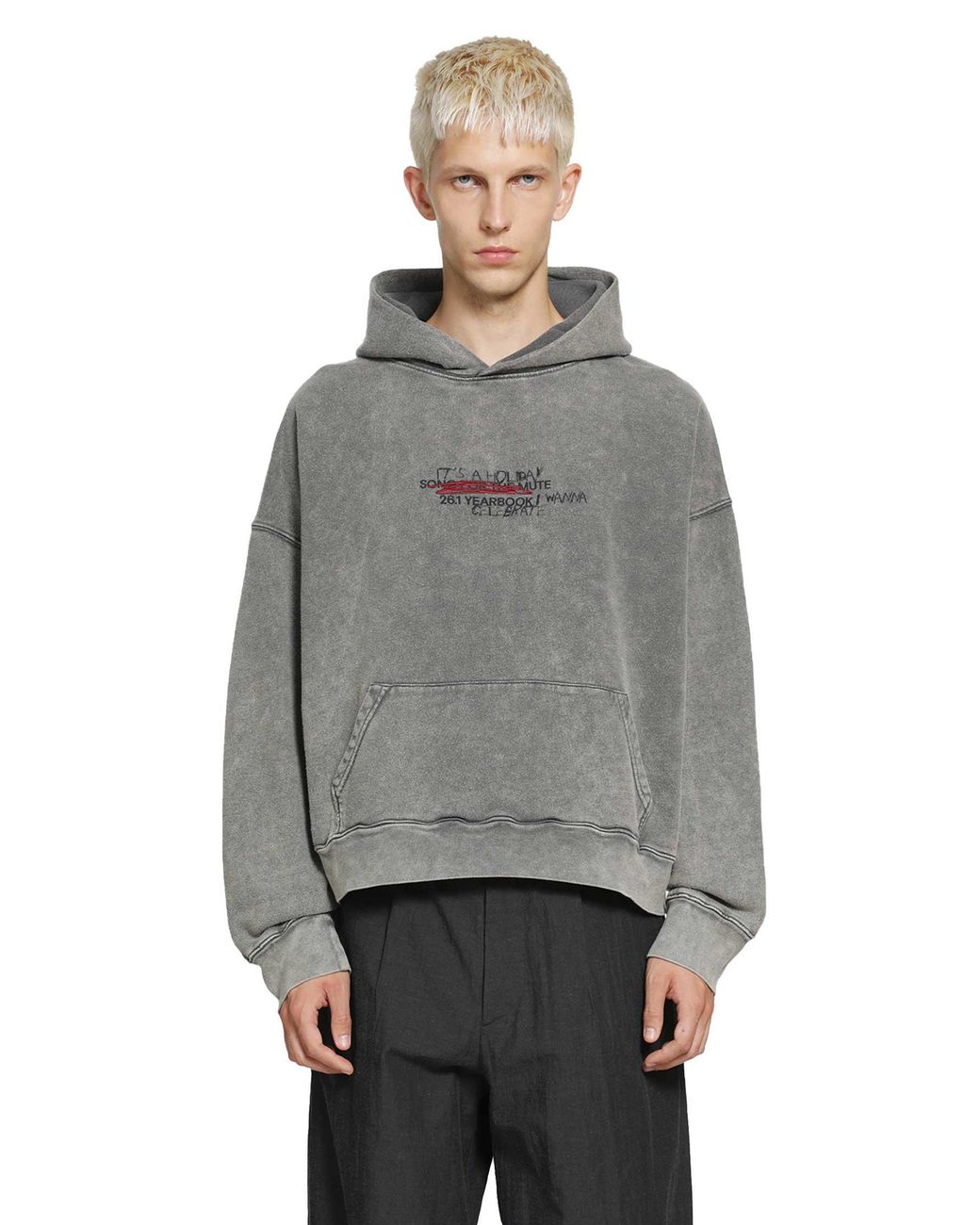 Song For The Mute Gray 'It's A Holiday' Relaxed Hoodie French Terry for men