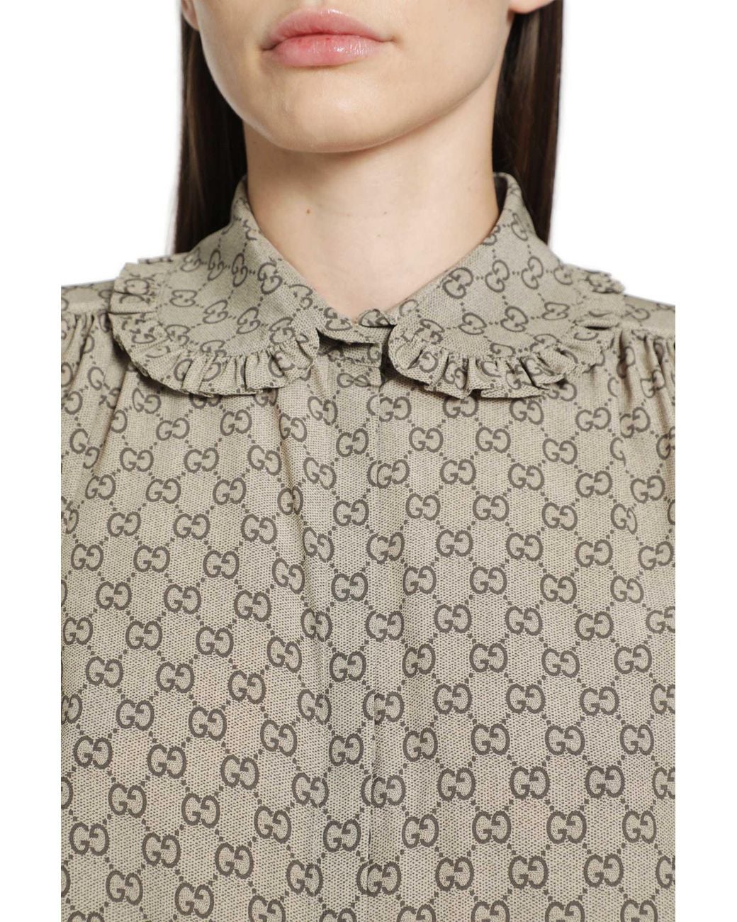 Gucci Gray Printed Silk Shirt