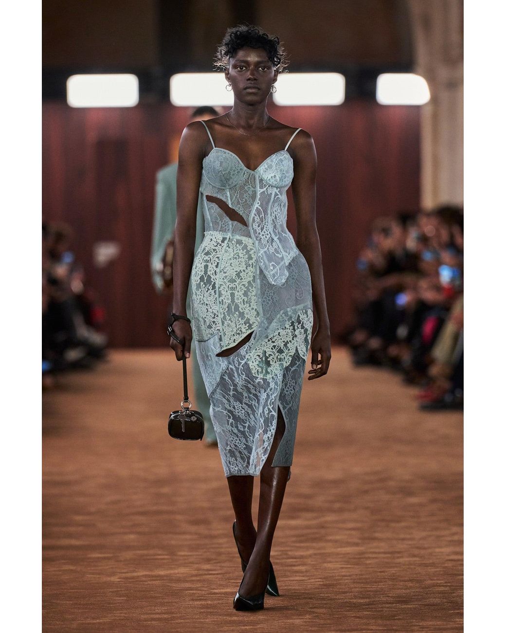 Acne Blue Lace Midi Slip Dress