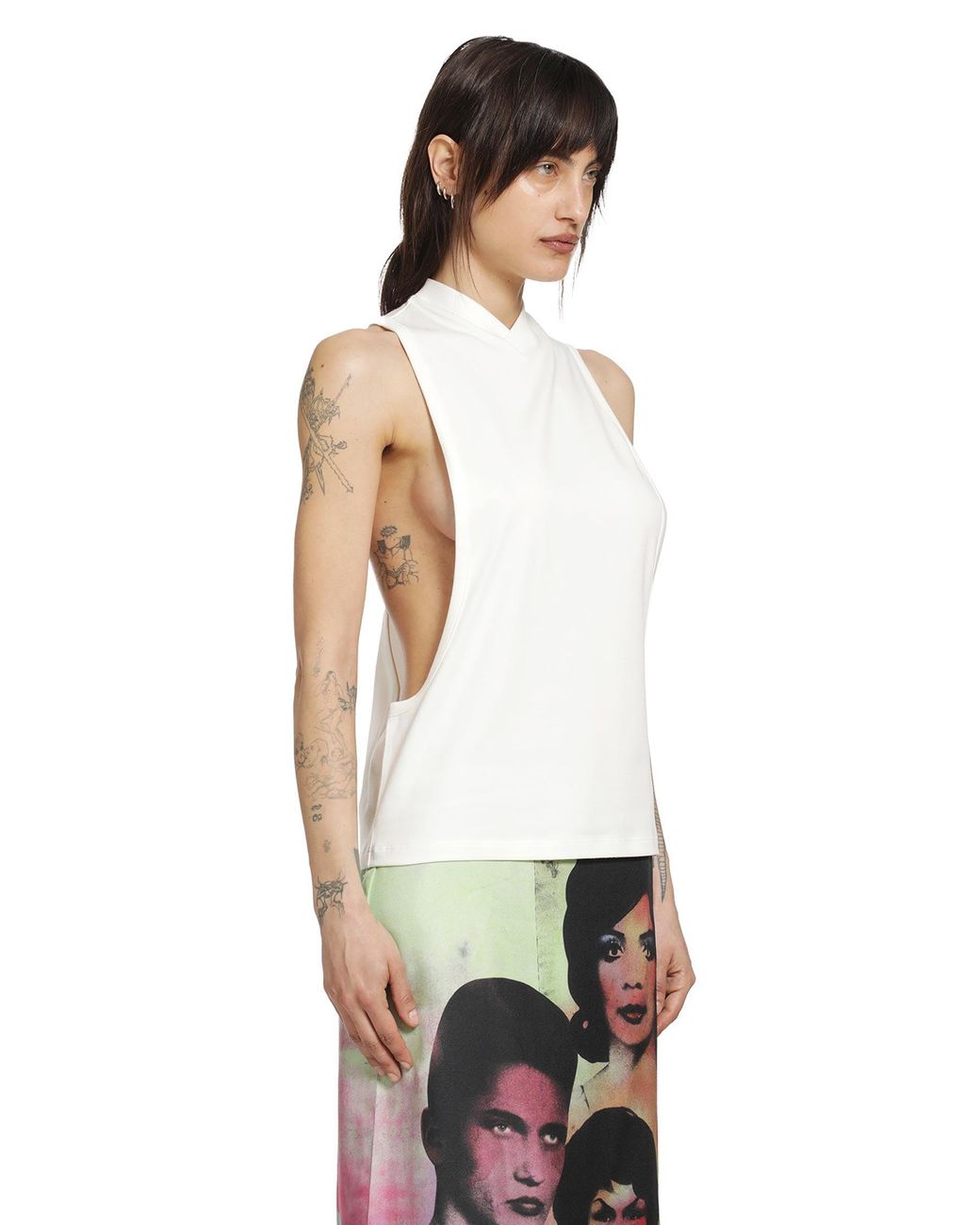 Versace White Stretch Cotton Jersey Vintage Tank Top