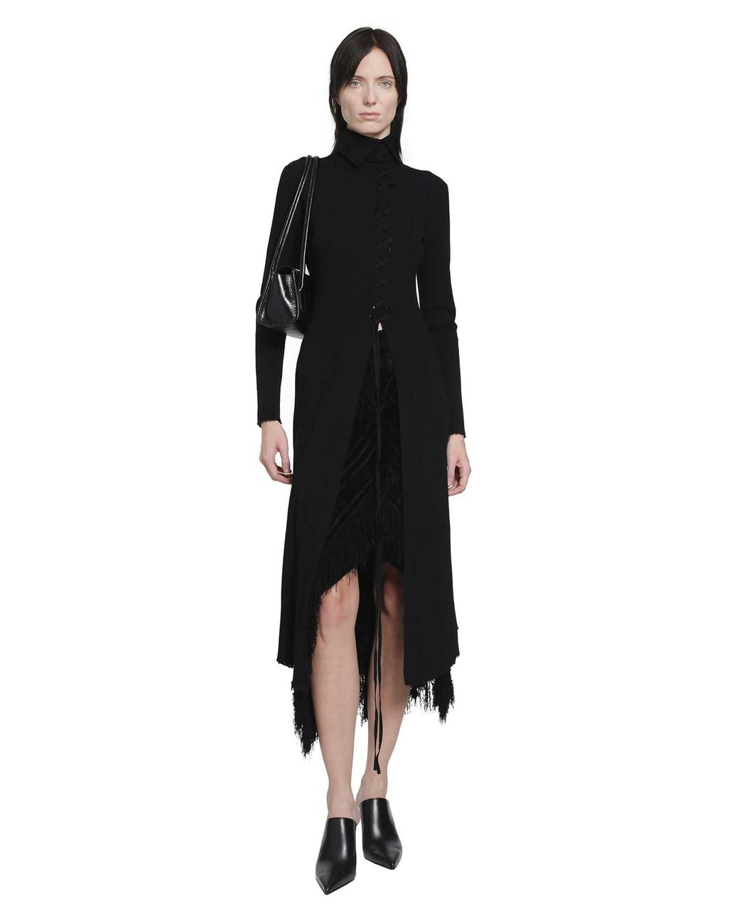 YA YI Black Braided Wool Dress